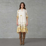 LOVE & DIVINE love958-10 kjole - yellow brown flower