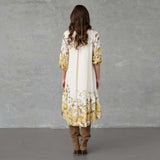 LOVE & DIVINE love958-10 kjole - yellow brown flower