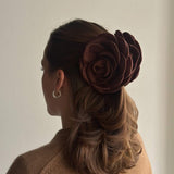 PICO Giant Satin Rose hårklemme - Chocolate