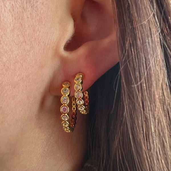 PICO Alba crystal stud øreringe - guld