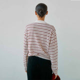PROEM PARADES Ea Knit Stripe Polo - Off White/Orange Mel