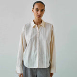 PROEM PARADES Beatrice Pinstripe skjorte - Off White/Black