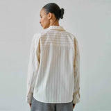 PROEM PARADES Beatrice Pinstripe skjorte - Off White/Black