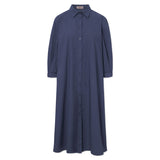 RUE DE TOKYO Dune poplin kjole - dark navy