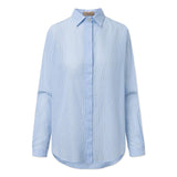 RUE DE TOKYO Shelby cotton voile skjorte - light blue stripe
