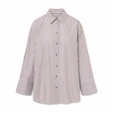RUE DE TOKYO Sumiko Triple Stripe skjorte - Brown/Purple/White