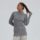 SEAMLESS BASIC Woolen Classic Polo bluse - grå