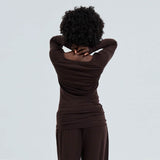 SEAMLESS BASIC Woolen Jade bluse - Dark Brown