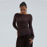 SEAMLESS BASIC Boat Neck bluse - Java