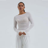SEAMLESS BASIC Boat Neck bluse - Off White