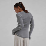 SEAMLESS BASIC Woolen Classic uld bluse - Grey Melange