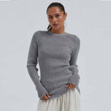 SEAMLESS BASIC Woolen Classic uld bluse - Grey Melange