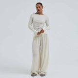 SEAMLESS BASIC Wooly Boat Neck bluse - off white