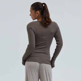 SEAMLESS BASIC Wooly Boat Neck bluse - fungi