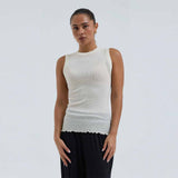 SEAMLESS BASIC Wooly tank uld top - off white
