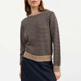 SKALL STUDIO Cameron jumper strik - Brown/Navy stripe