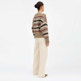 SKALL STUDIO Stribet Cannes Jumper - Light brown/Green/Wine stripe