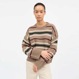 SKALL STUDIO Stribet Cannes Jumper - Light brown/Green/Wine stripe