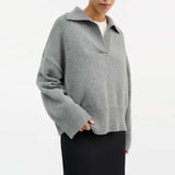 SKALL STUDIO Dean V-neck jumper strik - grey melange