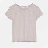 rosa kortærmet t-shirt med hulmønster