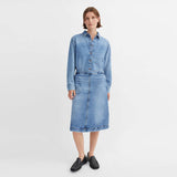 SKALL STUDIO Millington denim skjorte - worn mid blue