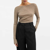 SKALL STUDIO Amy wide neck bluse - brun