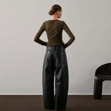 brun draperet bluse købt i HAUSFRAU