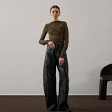 brun draperet bluse købt i HAUSFRAU