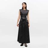 GANNI A1040078 Printed Double Satin Corset Top - sort