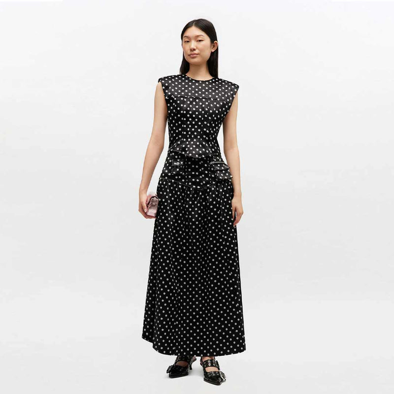 GANNI A1090065 Printed Double Satin Corset nederdel - sort