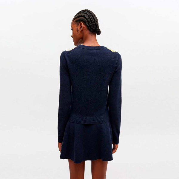 GANNI A1070055 Cashmere Wool Mix Argyle Cardigan - Sky Captain