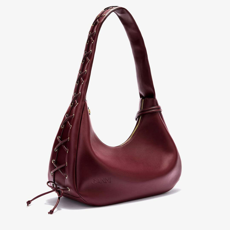GANNI A7262 Hobo Medium Laces taske - Burgundy