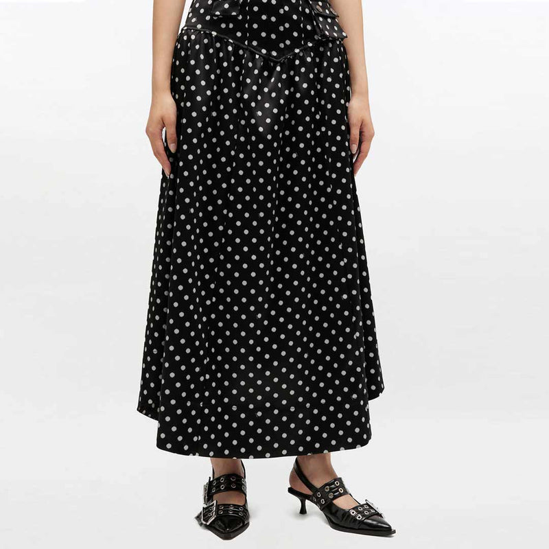 GANNI A1090065 Printed Double Satin Corset nederdel - sort