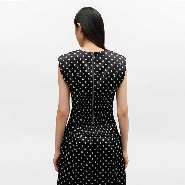 GANNI A1040078 Printed Double Satin Corset Top - sort