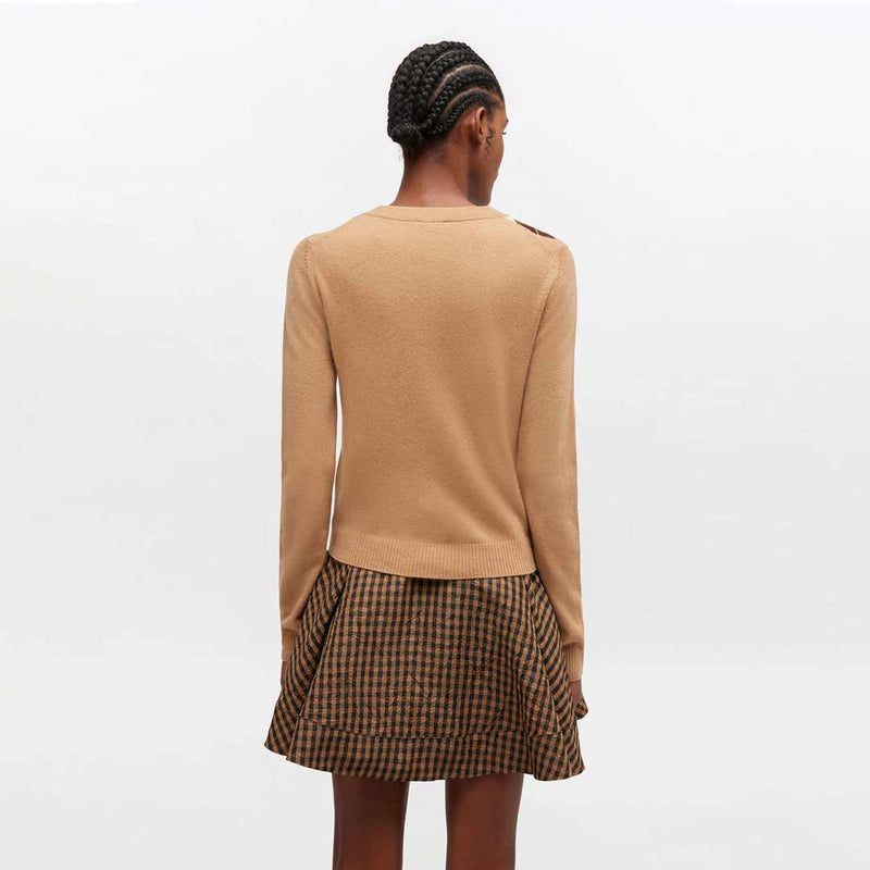 GANNI A1070055 Cashmere Wool Mix Argyle Cardigan - Incense