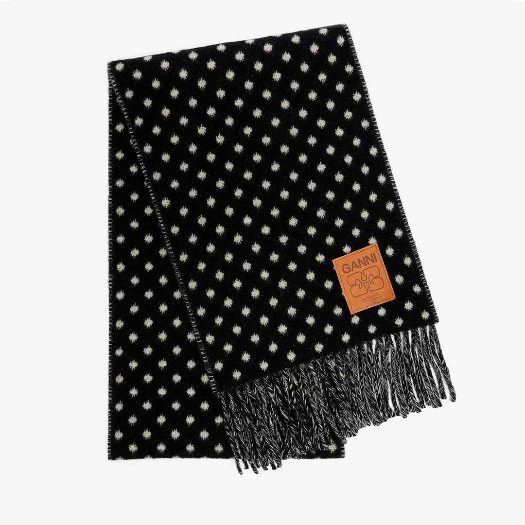 GANNI tørklæde B3020049 Double Face Wool Scarf - Leopard – HAUSFRAU