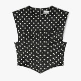 GANNI A1040078 Printed Double Satin Corset Top - sort