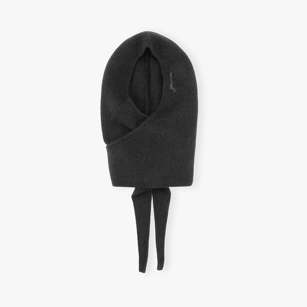 GANNI A6223 Soft wool balaclava - sort