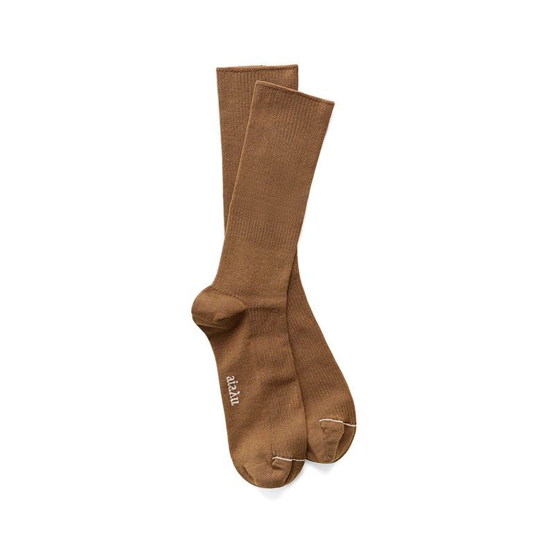 AIAYU Cotton Rib strømper - chestnut brun