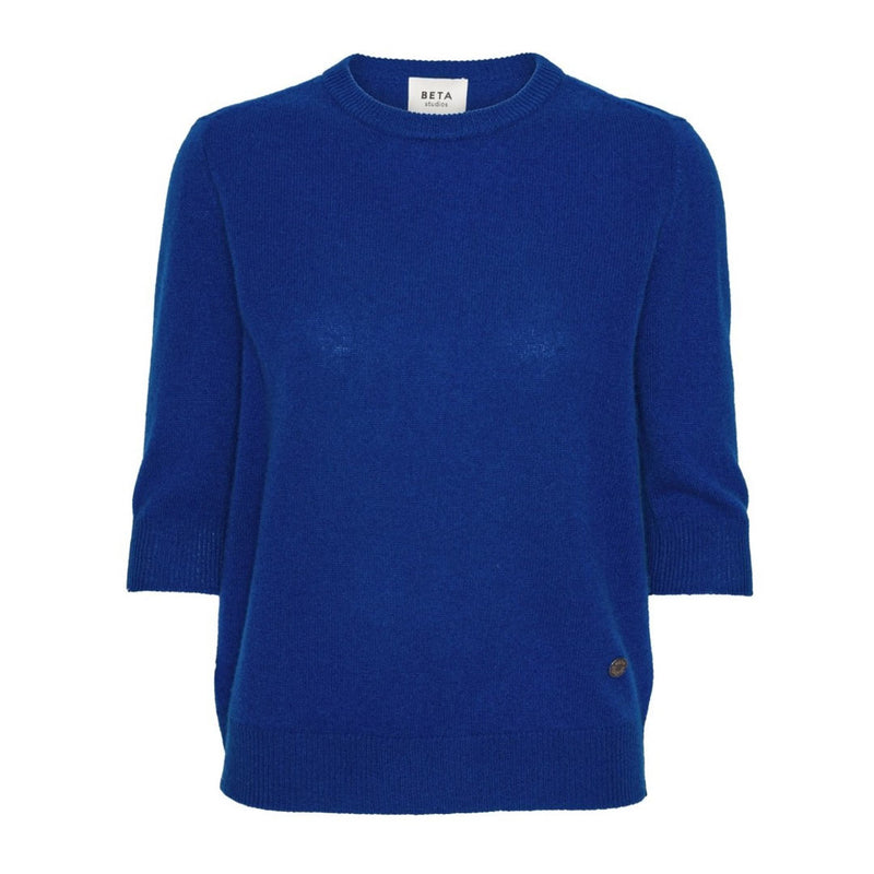 BETA STUDIOS Anna Lady Sleeve O-Neck cashmere strik - Azur blå