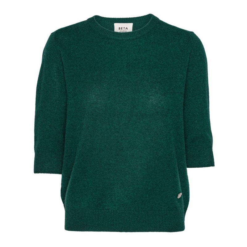 BETA STUDIOS Anna Lady Sleeve O-Neck cashmere strik - Botanical grøn