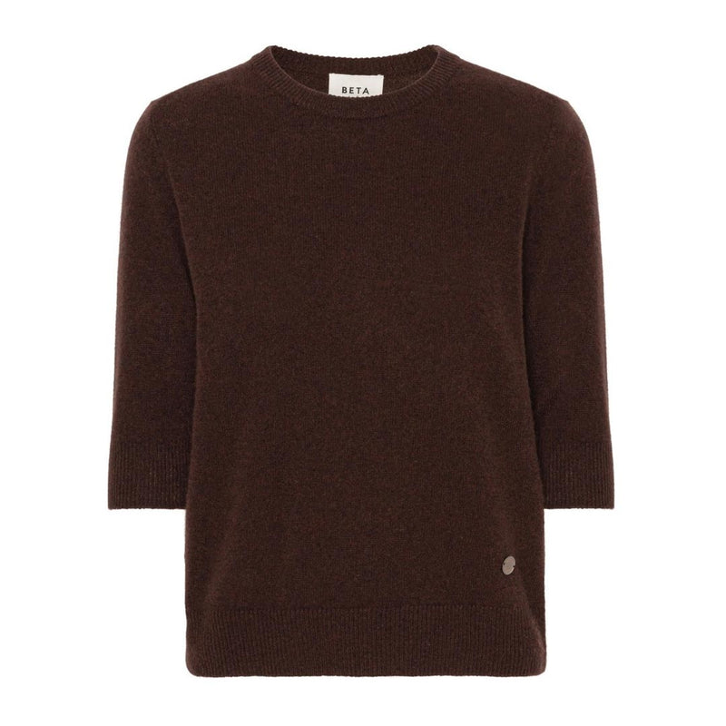 BETA STUDIOS Anna Lady Sleeve O-Neck cashmere strik - coffee brown