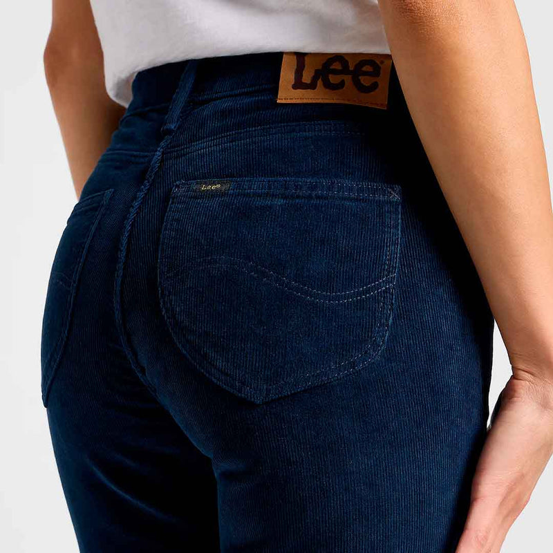 LEE Breese boot cut bukser - rivet navy fløjl