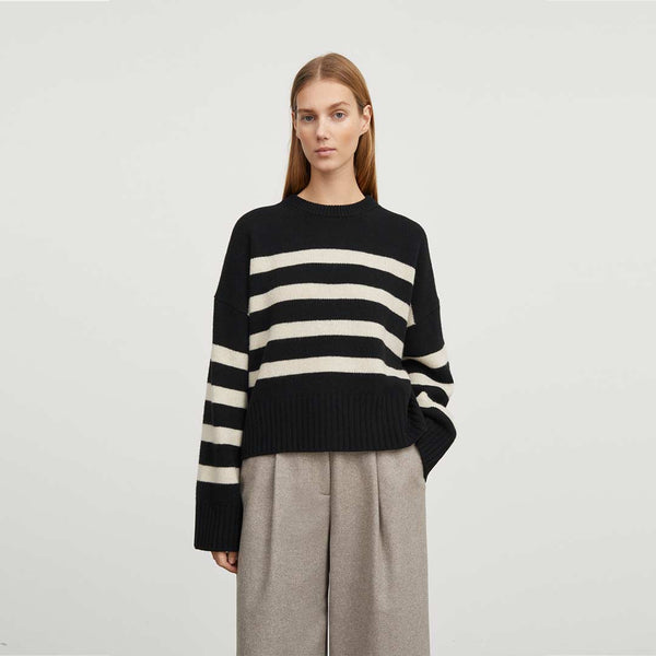 SKALL STUDIO Campa strik - Black/Sand stripe