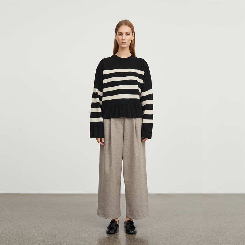 SKALL STUDIO Campa strik - Black/Sand stripe