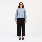 SKALL STUDIO Cornflower Bluse - Blue/Black/White Stripe