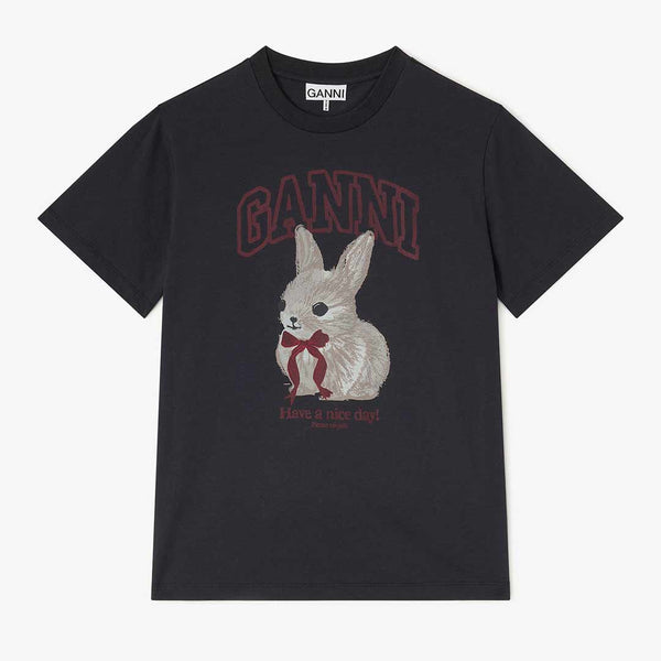 GANNI A1050061 Basic Cotton Jersey T-shirt - Phantom