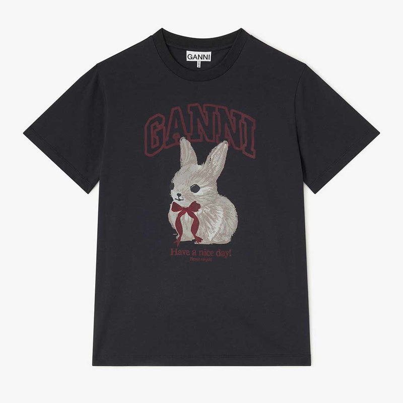 GANNI A1050061 Basic Cotton Jersey T-shirt - Phantom