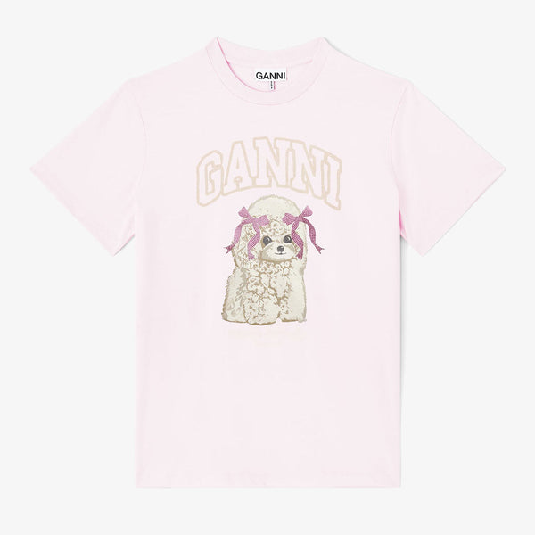GANNI A1050062 Basic Cotton Jersey T-shirt - Chalk Pink