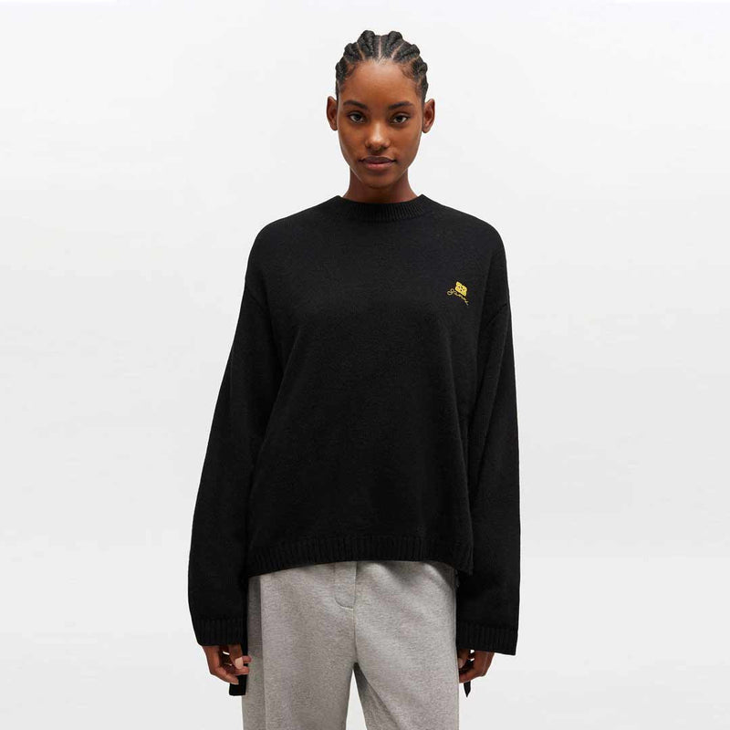 GANNI A1070070 Future Wool Knit Crewneck strik - sort